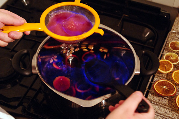 I set fire to the alcohol and poured it over the sugar, that melted down in the glögg. I had to work fast because the ladle and the stainer were both plastic and I didn't want it to melt in the heat of the fire. Then I left the spices in the glögg for an hour. Then I filtered it, heated it up again and served it with chopped almonds and raisins. It tasted really good! I also have 1 litre left in the fridge for next weekend. I set fire to the alcohol and poured it over the sugar, that melted down in the glögg. I had to work fast because the ladle and the stainer were both plastic and I didn't want it to melt in the heat of the fire. Then I left the spices in the glögg for an hour. Then I filtered it, heated it up again and served it with chopped almonds and raisins. It tasted really good! I also have 1 litre left in the fridge for next weekend.